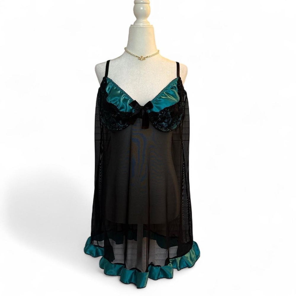 Sheer Lace Ruffled Babydoll Slip Chemise Elegant Moments Y2K Diva